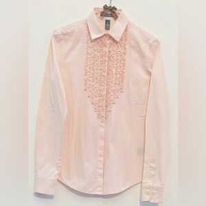 Lauren Ralph Lauren striped ruffle long sleeve size L